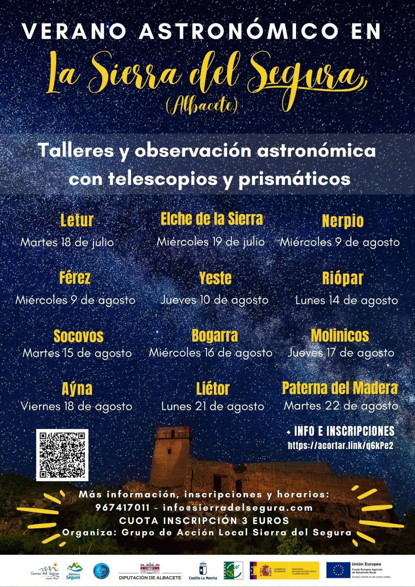 Talleres y observación astronómica con telescopio y prismáticos en la Sierra del Segura